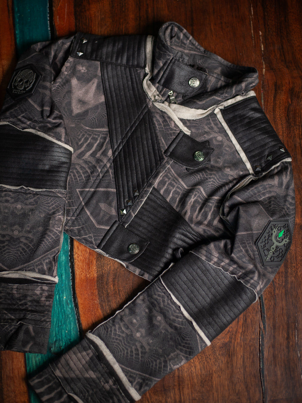 Crop Jacket Woman Neotokyo Punk / Cotton Looper Fake Leather - SANDOKAN